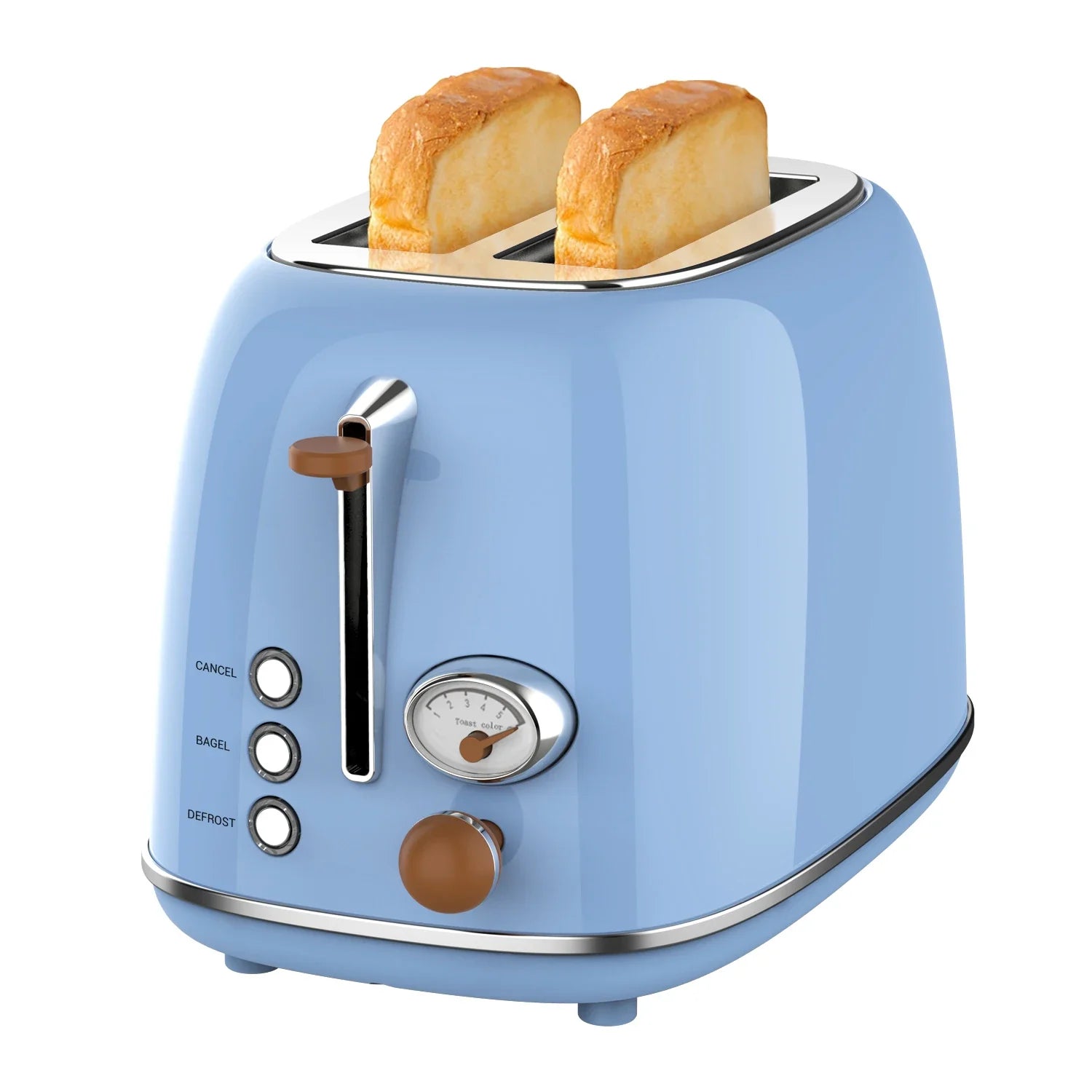 HKM-930707 Retro Stainless Steel 2-Slice Toaster with Auto Pop-Up Function for Home Use