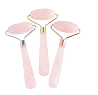 HKM-930707 Rose Quartz Roller Massage Tool for Neck, Face, Back, and Foot Care - 120mm Size