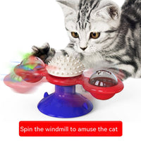 HKM-9307325 Rotating Windmill Cat Teaser Toy with Lights - Colorful Interactive Pet Plaything