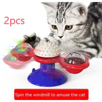 HKM-9307325 Rotating Windmill Cat Teaser Toy with Lights - Colorful Interactive Pet Plaything