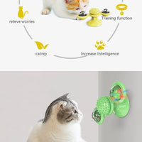 HKM-9307325 Rotating Windmill Cat Teaser Toy with Lights - Colorful Interactive Pet Plaything