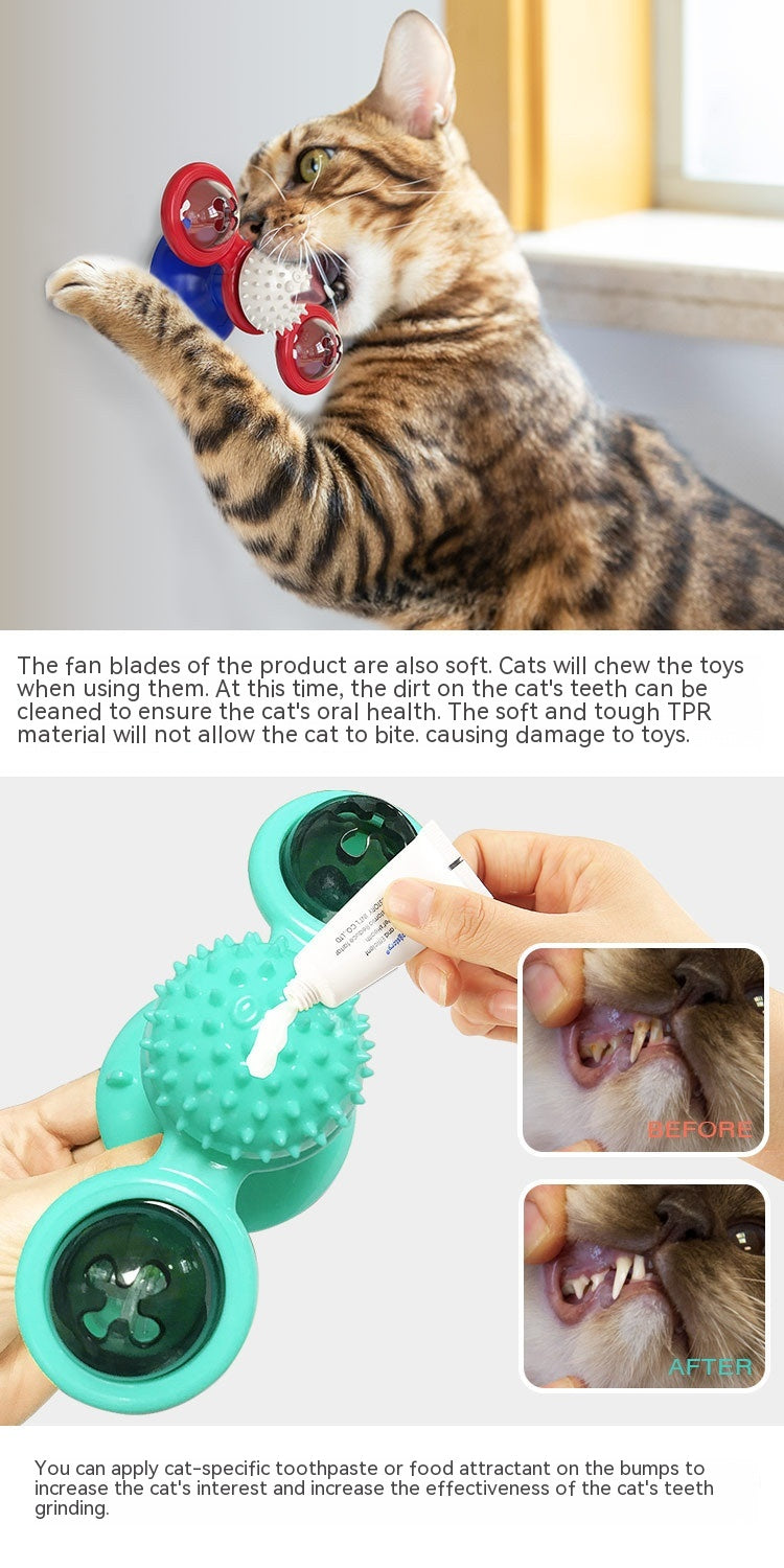 HKM-9307325 Rotating Windmill Cat Teaser Toy with Lights - Colorful Interactive Pet Plaything