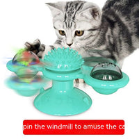 HKM-9307325 Rotating Windmill Cat Teaser Toy with Lights - Colorful Interactive Pet Plaything
