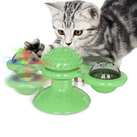 HKM-9307325 Rotating Windmill Cat Teaser Toy with Lights - Colorful Interactive Pet Plaything