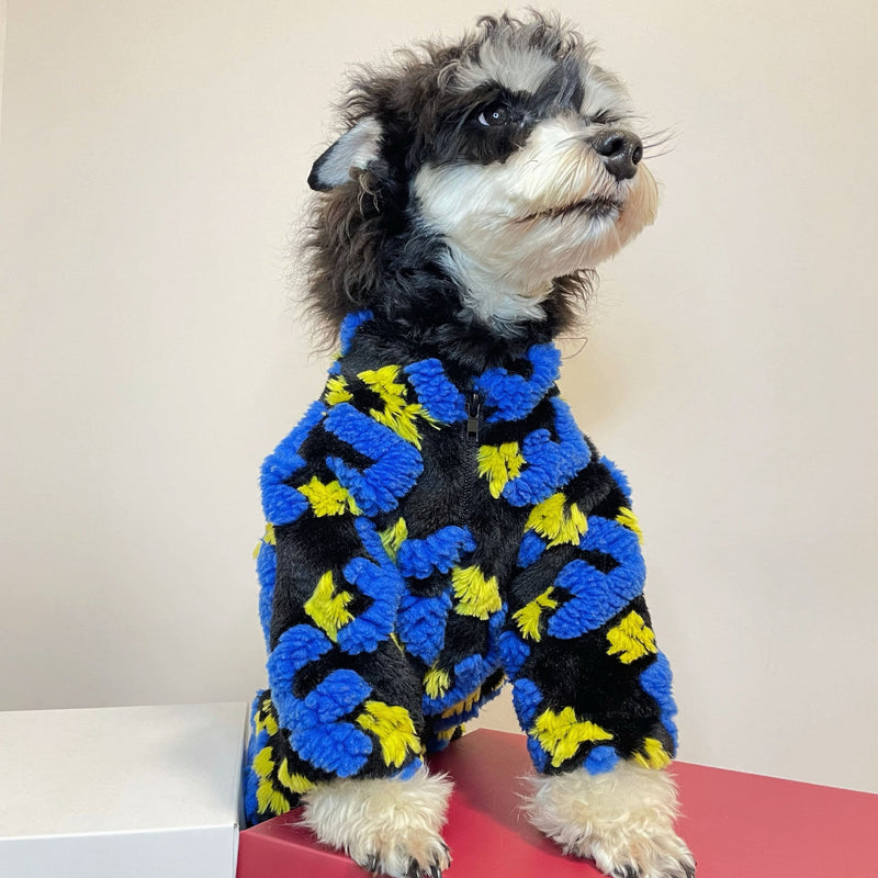 HKM-9307709 Lamb Jacquard Fleece Jacket for Pets in Black - Soft Velvet Material Available in Sizes S to XXL