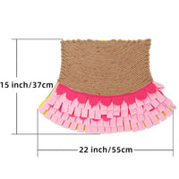 HKM-9307965 Natural Jute Cat Mat Blanket with Polar Fleece Sniffing Toy - Pink & Yellow