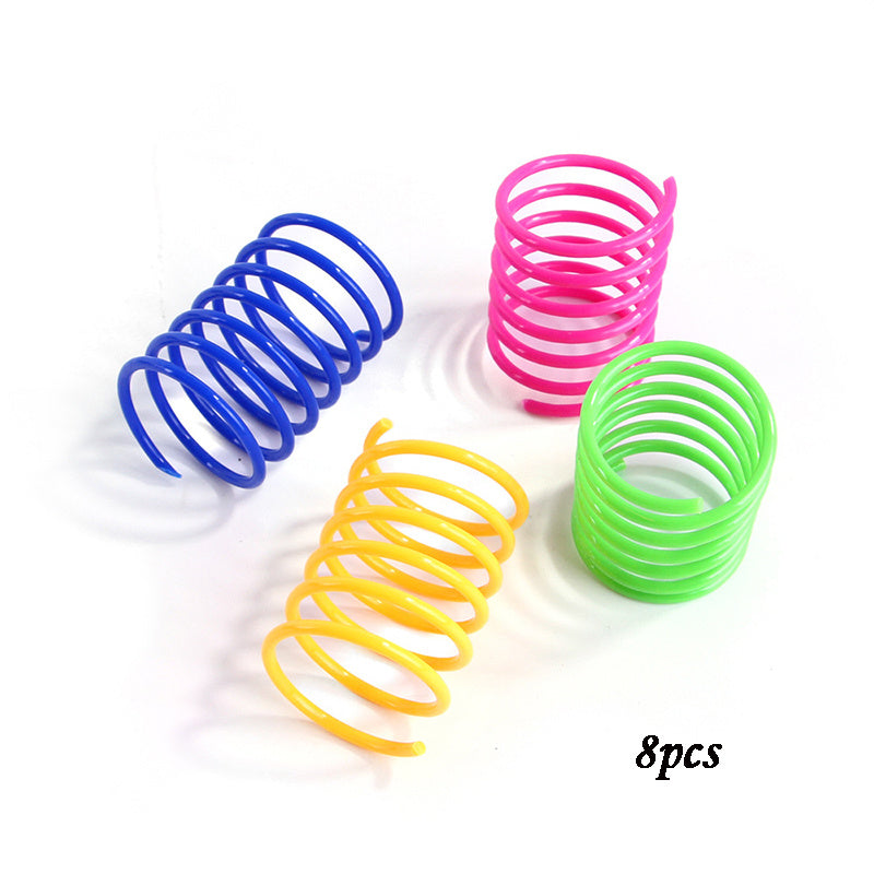 HKM-9308605 Colorful Coil Spring Cat Toy Set – Durable Plastic Springs for Active Kittens & Pets (4 or 8pcs)