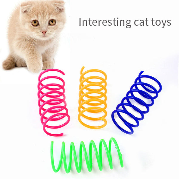HKM-9308605 Colorful Coil Spring Cat Toy Set – Durable Plastic Springs for Active Kittens & Pets (4 or 8pcs)