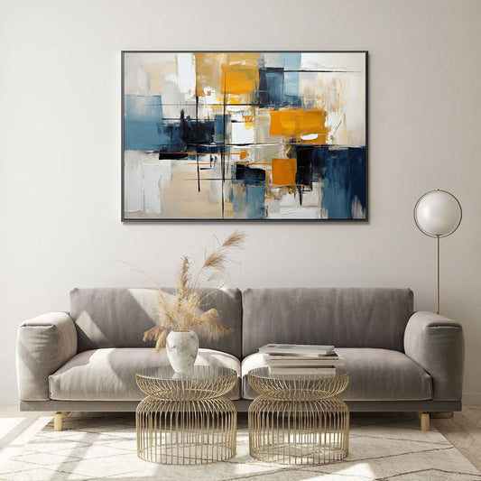 HKM-930899 Hand-Painted 3D Textured Acrylic Abstract Canvas Art for Living Room Decor - Unstretched and Frameless
