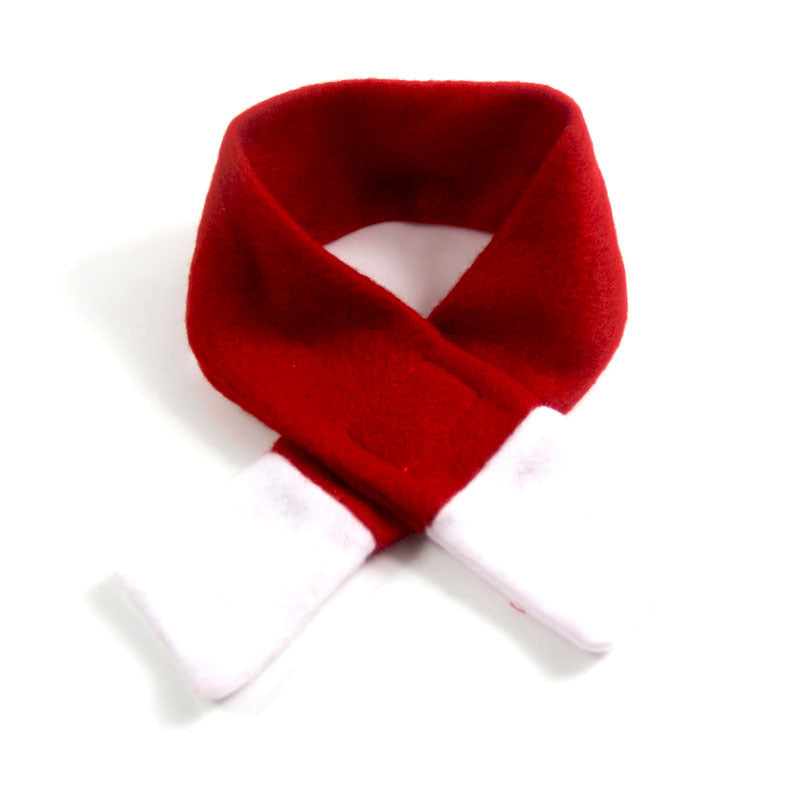 HKM-9309501 Festive Red Fleece Dog Christmas Hat and Scarf Set for Pets