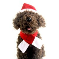 HKM-9309501 Festive Red Fleece Dog Christmas Hat and Scarf Set for Pets