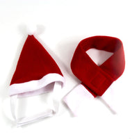 HKM-9309501 Festive Red Fleece Dog Christmas Hat and Scarf Set for Pets