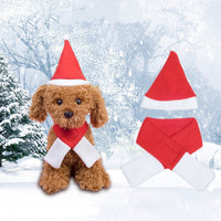 HKM-9309501 Festive Red Fleece Dog Christmas Hat and Scarf Set for Pets