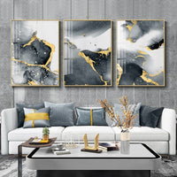 HKM-930963 Black Marble Canvas Wall Art - Modern Decorative Painting - Multiple Sizes Available