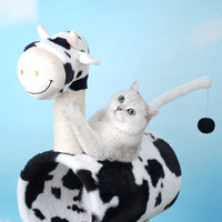 HKM-9310397 Cow Print Cat Climbing Frame with Scratching Post and Shelf for Playtime