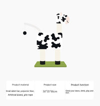 HKM-9310397 Cow Print Cat Climbing Frame with Scratching Post and Shelf for Playtime
