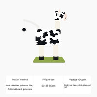 HKM-9310397 Cow Print Cat Climbing Frame with Scratching Post and Shelf for Playtime