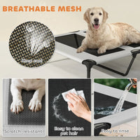 HKM-9310781 Elevated Dog Bed with Removable Canopy, Portable Outdoor Pet Cot with Cooling Pad and Storage Bag
