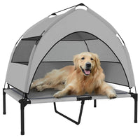 HKM-9310781 Elevated Dog Bed with Removable Canopy, Portable Outdoor Pet Cot with Cooling Pad and Storage Bag