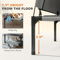 HKM-9310781 Elevated Dog Bed with Removable Canopy, Portable Outdoor Pet Cot with Cooling Pad and Storage Bag