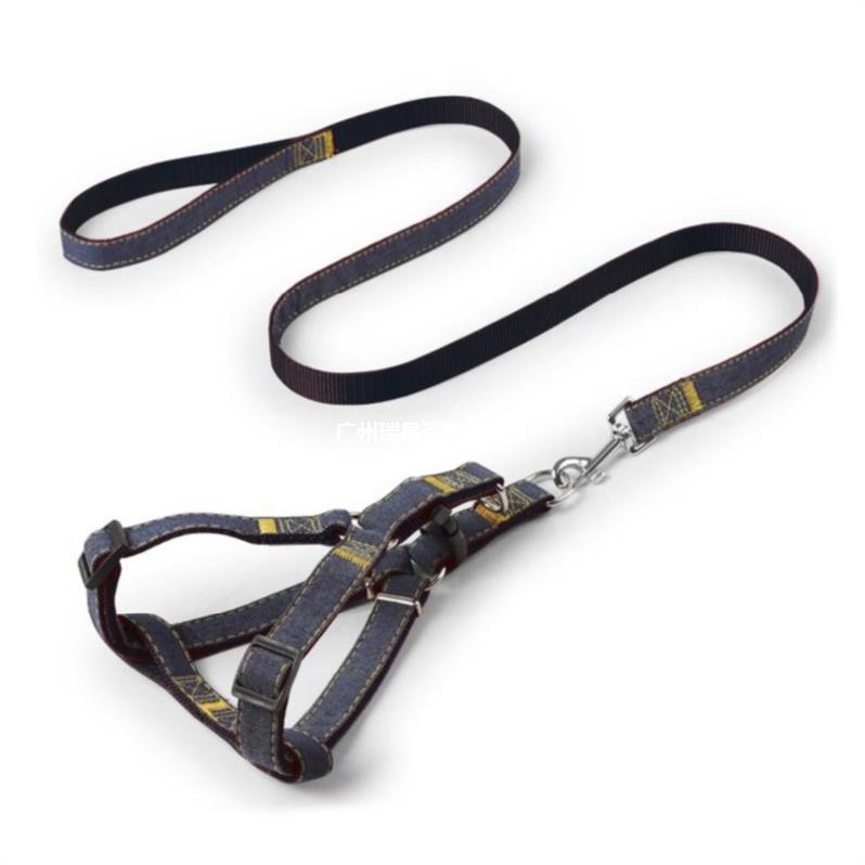 HKM-9310909 Denim Stitched Pet Leash for Cats and Small Dogs - Multiple Sizes Available