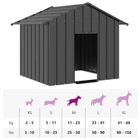 HKM-9311165 Galvanized Steel Doghouse with Roof - Anthracite, Various Sizes Available