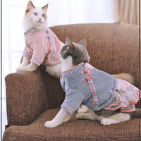 HKM-9311293 Chic High Waist Bow Skirt for Cats - Republic of China Style Dress