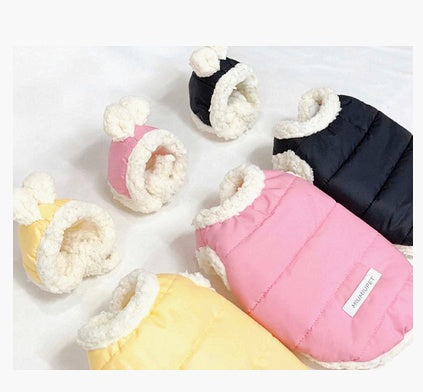 HKM-9311549 Cozy Cotton-Padded Casual Pet Clothes in Yellow, Black, and Pink