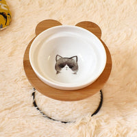 HKM-9313085 Ceramic Cat Bowl Holder with Rack ¨C Various Colors and Single/Double Bowl Options