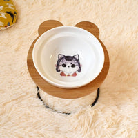 HKM-9313085 Ceramic Cat Bowl Holder with Rack ¨C Various Colors and Single/Double Bowl Options