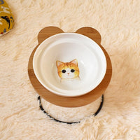 HKM-9313085 Ceramic Cat Bowl Holder with Rack ¨C Various Colors and Single/Double Bowl Options