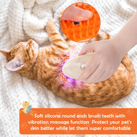 HKM-9314365 4-in-1 Steamy Cat Brush with Vibration Massage, Water Spray, and Ringworm Detector for Grooming and Shedding Control