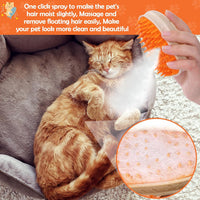 HKM-9314365 4-in-1 Steamy Cat Brush with Vibration Massage, Water Spray, and Ringworm Detector for Grooming and Shedding Control