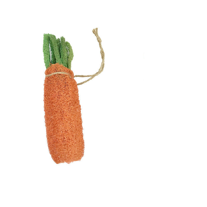 HKM-9315517 Loofah Carrot Hamster Toy for Healthy Chewing and Playtime
