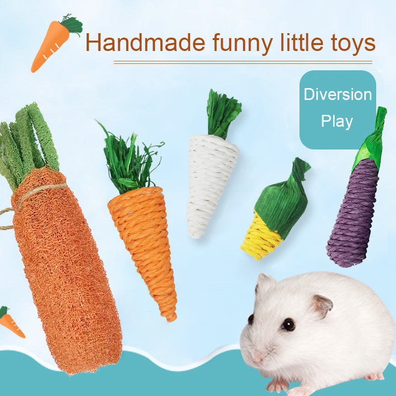 HKM-9315517 Loofah Carrot Hamster Toy for Healthy Chewing and Playtime