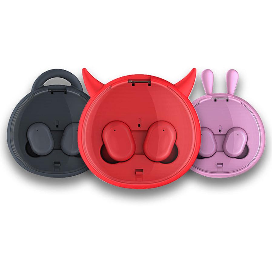 HKM-931795 Wireless Bluetooth Headset with Battery Display, Voice Control, and Call Function - Stereo Earplugs in Pink, Black, and Red