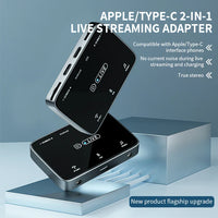 HKM-931859 3-in-1 Stereo Live Sound Card Adapter for iPhone and Android with 3.5mm Audio and Microphone Input