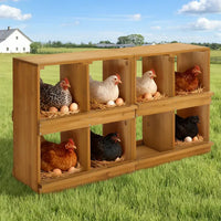 HKM-9318845 Wooden Nesting Box for Chickens and Ducks with 8 Compartments, Ideal for Egg Laying