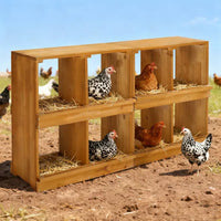 HKM-9318845 Wooden Nesting Box for Chickens and Ducks with 8 Compartments, Ideal for Egg Laying