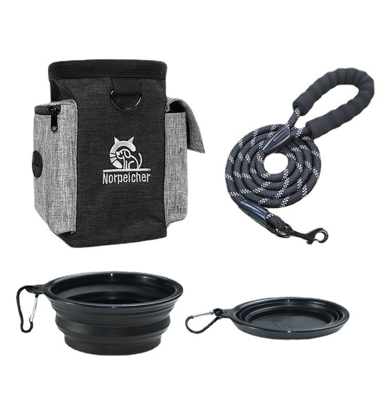 HKM-9319101 Pet Training Set with Hand Holding Rope, Dog Bowl, and Versatile Training Bag in Various Colors