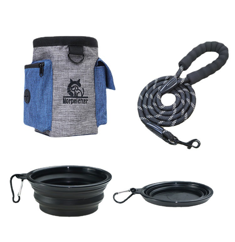 HKM-9319101 Pet Training Set with Hand Holding Rope, Dog Bowl, and Versatile Training Bag in Various Colors