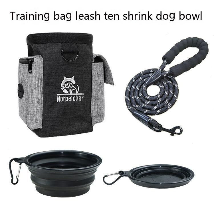 HKM-9319101 Pet Training Set with Hand Holding Rope, Dog Bowl, and Versatile Training Bag in Various Colors