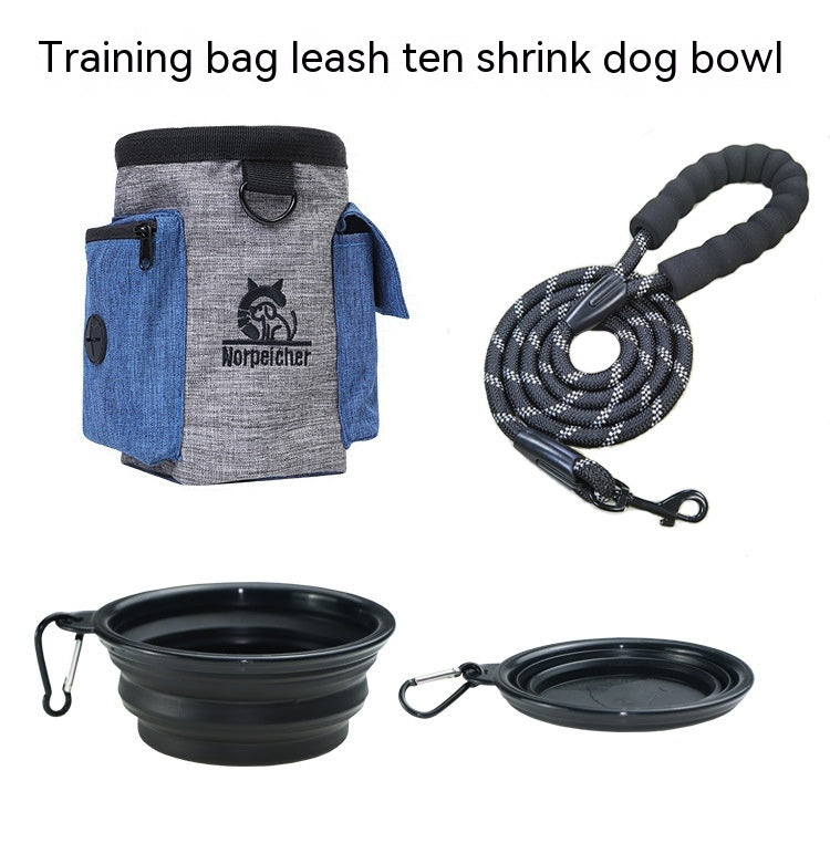 HKM-9319101 Pet Training Set with Hand Holding Rope, Dog Bowl, and Versatile Training Bag in Various Colors