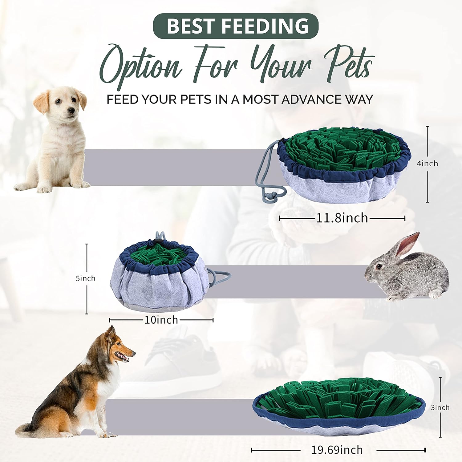 HKM-9320125 Adjustable Snuffle Mat for Dogs - Enrichment Puzzle Toy for Large Breeds and Slow Eating Mental Stimulation