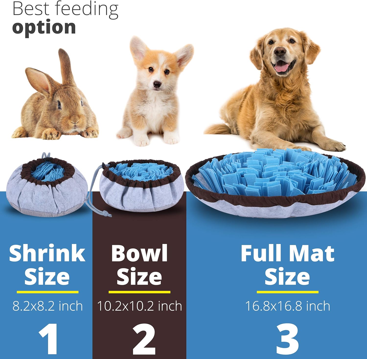 HKM-9320125 Adjustable Snuffle Mat for Dogs - Enrichment Puzzle Toy for Large Breeds and Slow Eating Mental Stimulation