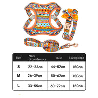 HKM-9321917 Small Dog Vest with Collar, Strap, and Chain - Adjustable Polyester in Cactus Print