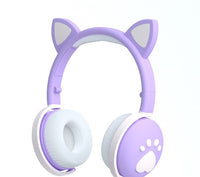 HKM-932435 Creative Cat Ear Wireless Bluetooth Headset with 48-Hour Playtime and USB Charging