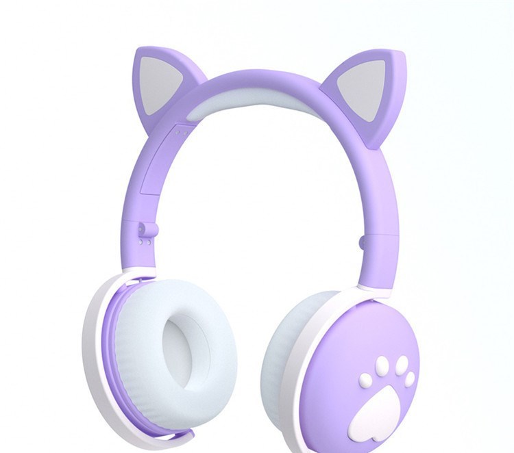 HKM-932435 Creative Cat Ear Wireless Bluetooth Headset with 48-Hour Playtime and USB Charging