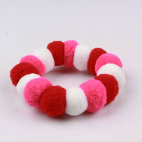 HKM-9324605 Colorful Cotton Pet Collar with Fur Ball Accents ¨C XS/S/M/L Sizes Available