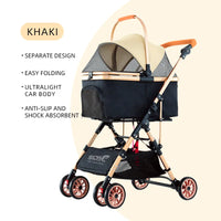 HKM-932627 Aluminium Pet Stroller for Cats and Small Dogs - Lightweight Travel Carrier and Portable Carriage